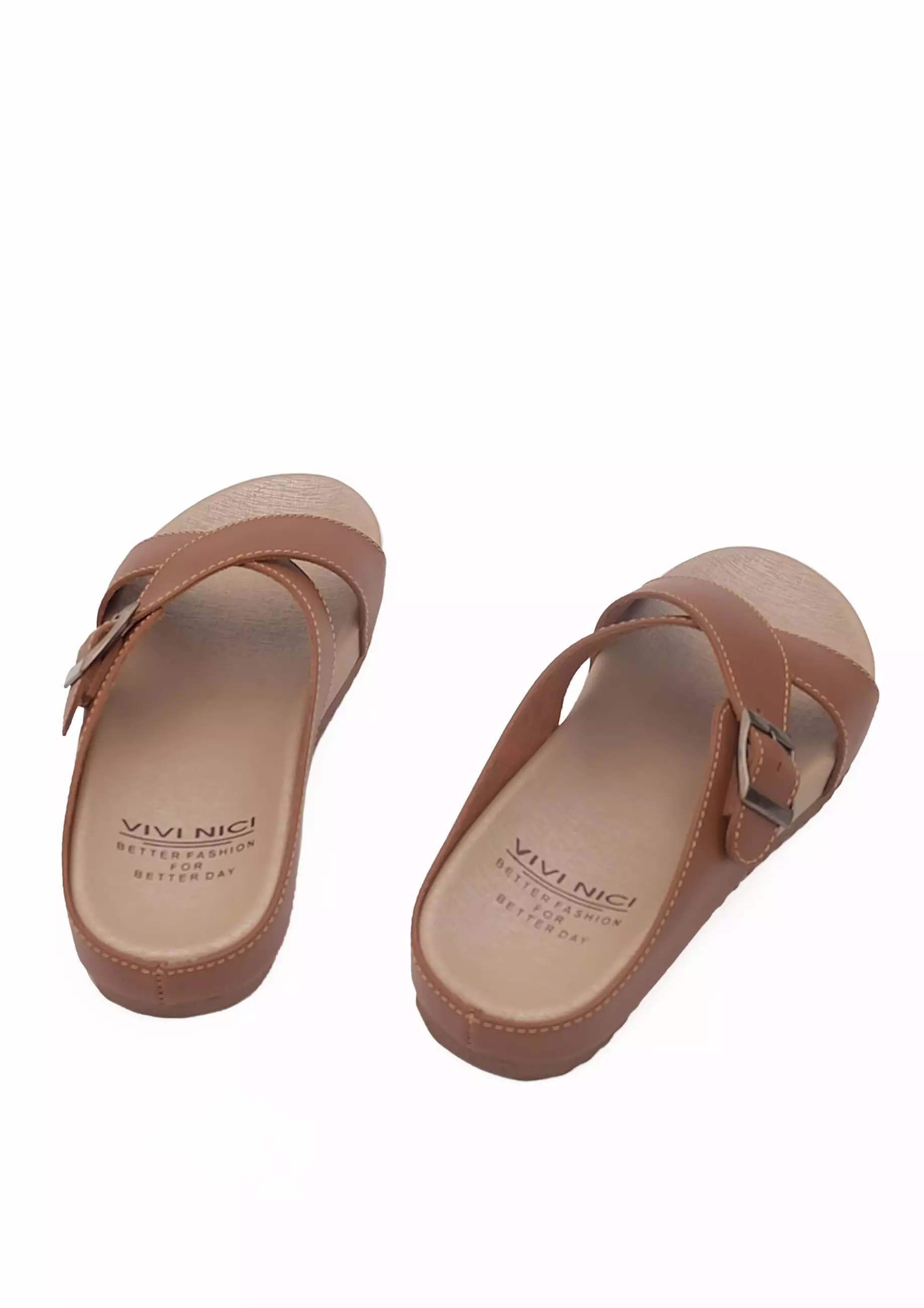 VIVI NICI - Kaiya Sandal Wanita Teplek L.Brown