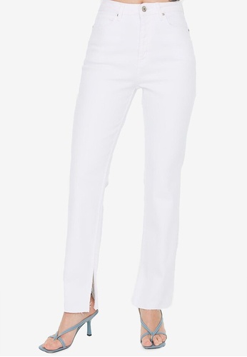 Trendyol white Petite Slit High Waist Slim Flare Jeans E2605AA702C45AGS_1
