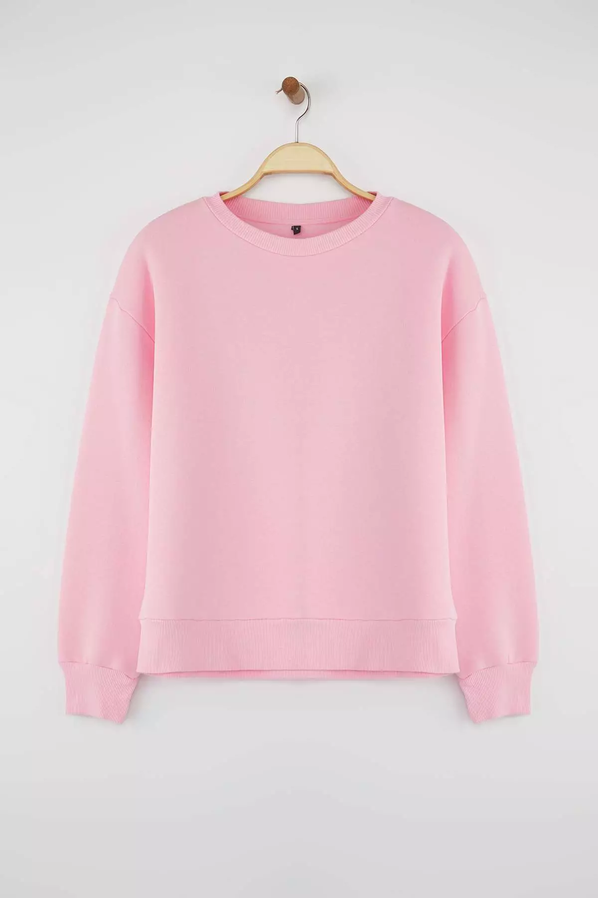 Light Pink Thick Polar Fleece Regular/Normal Pattern Crew Neck Basic Knitted Sweatshirt Twoaw24Sw00101