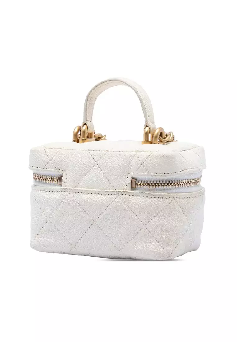 Pre-Loved Chanel Mini Caviar Chain Zip Around Vanity Case