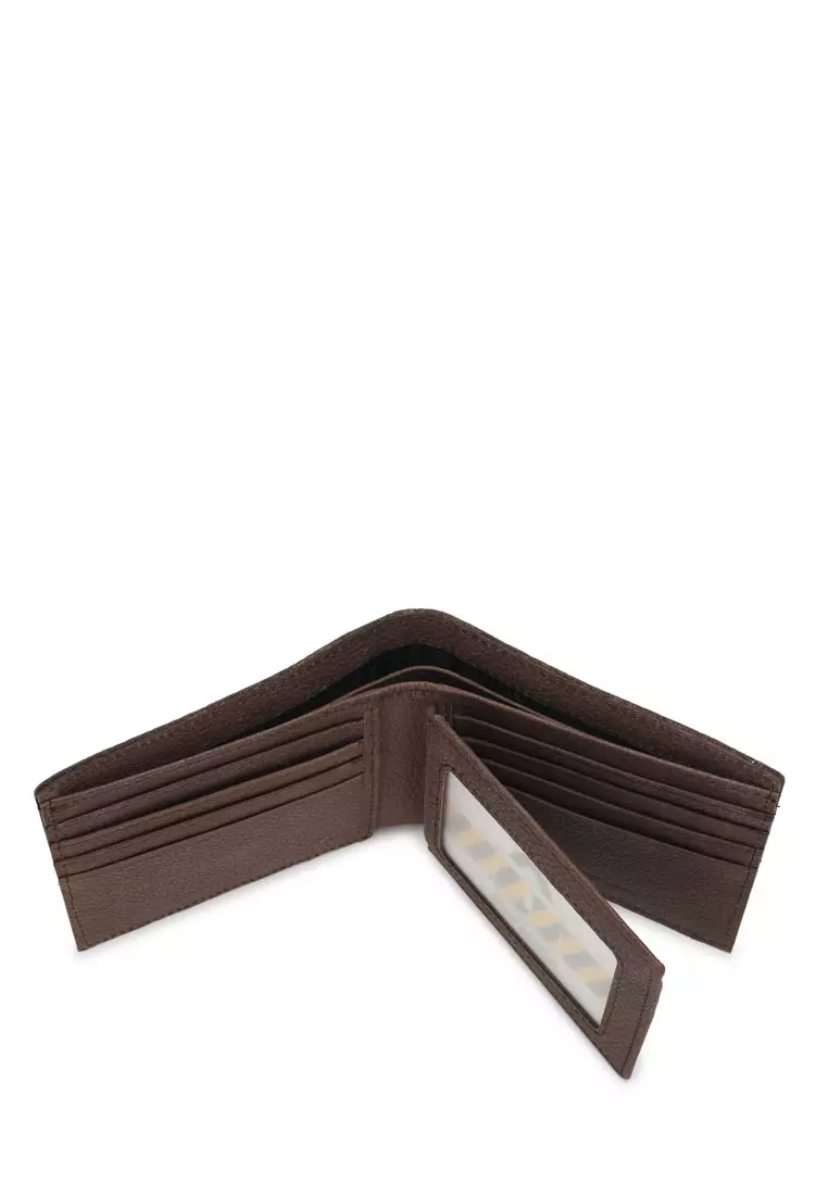 Men's RFID Genuine Leather Bi Fold Center Flap Short Wallet