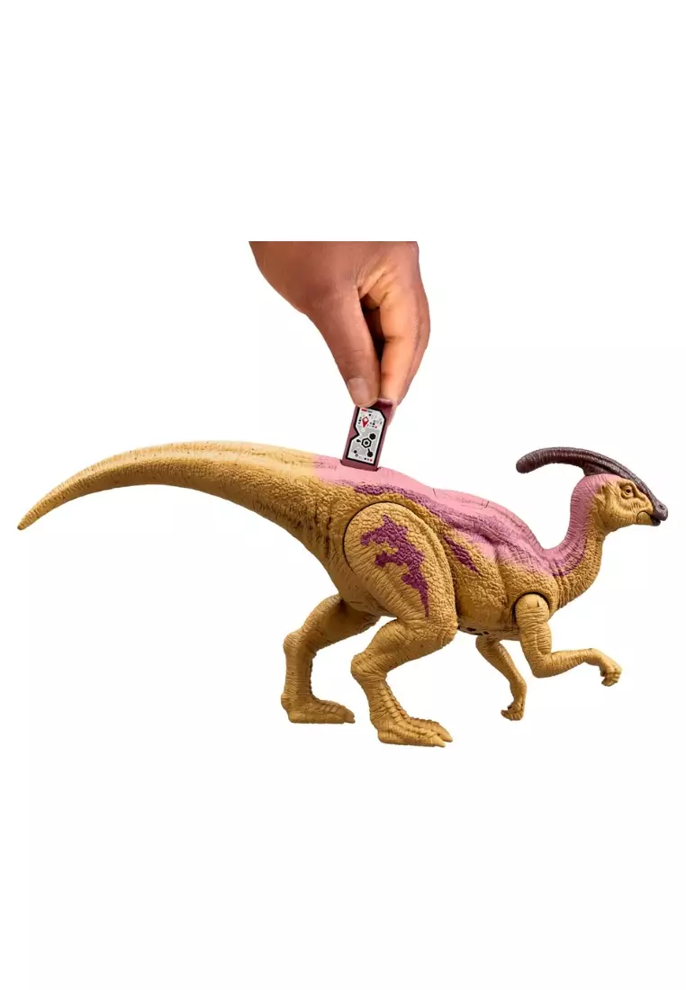 Jurassic World Wild Roar Parasaurolophus Dinosaur Action Figure Toy, Chomp Attack & Sound
