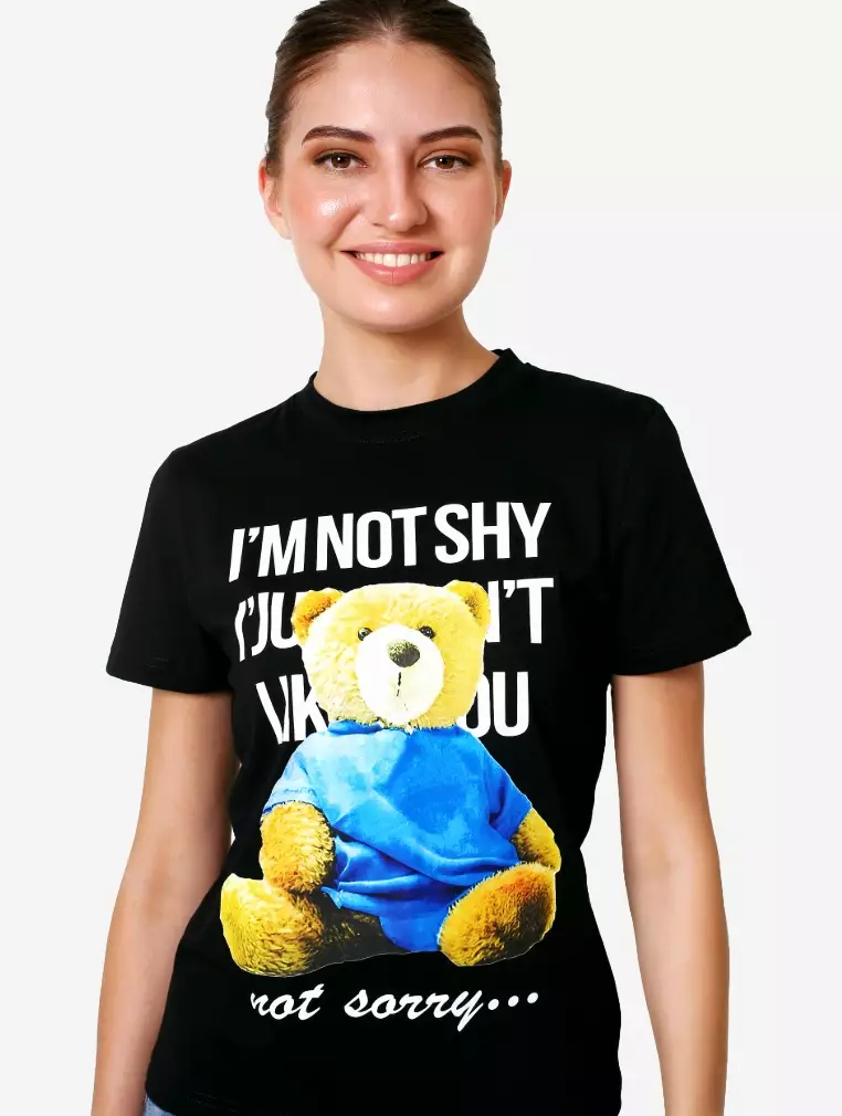 TONIQUE Kaos Katun Combed Wanita Hitam MOLLY Women's Regular Fit Cotton Combed 24s Graphic T-Shirt