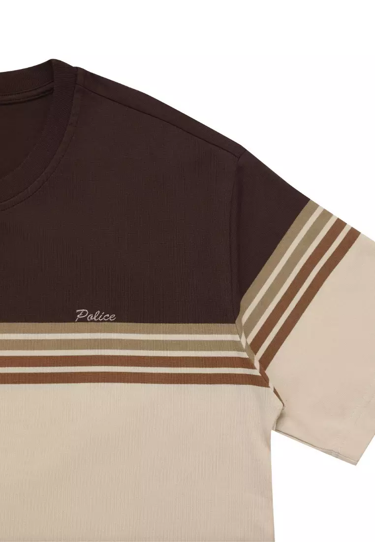 POLICE T-Shirt Salur Bordir Cotton Premium Tebal Pria 53029