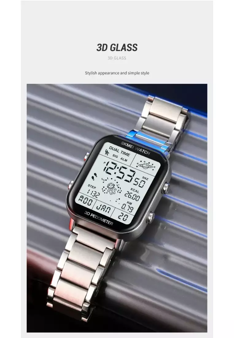 Back Light Display Sport Pedometer Digital Watches Mens Stopwatch Countdown Wristwatch Calendar Calorie Calculation Clock