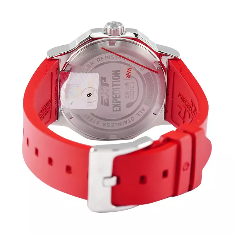 Jam Tangan Wanita Expedition Ladies E 6816 BF RSSRE Glamour Red Dial Red Rubber Strap