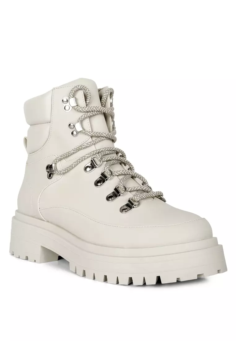 White lace new arrivals up biker boots