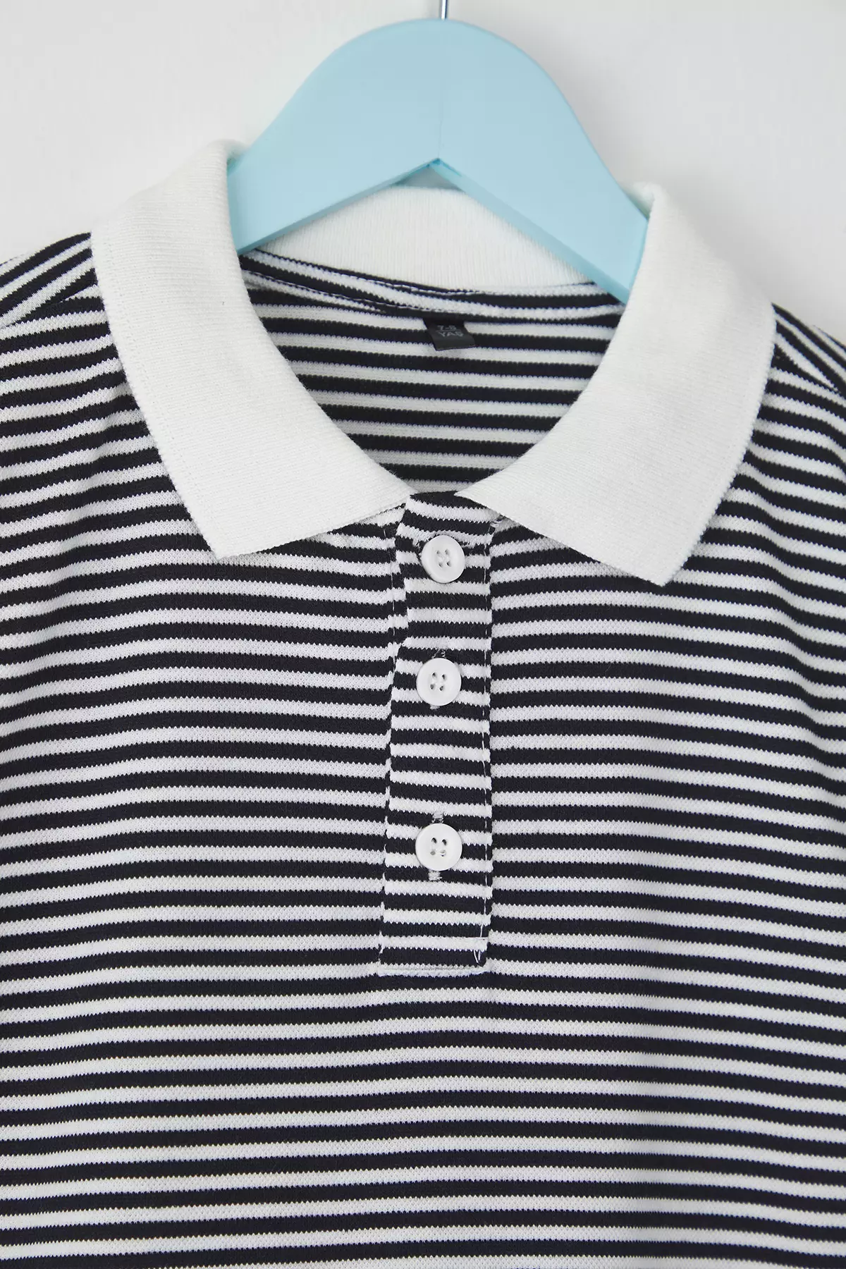 Black Male Child Striped Polo Neck Short Sleeve Textured Knitted T-Shirt Tkdss25Ts00076
