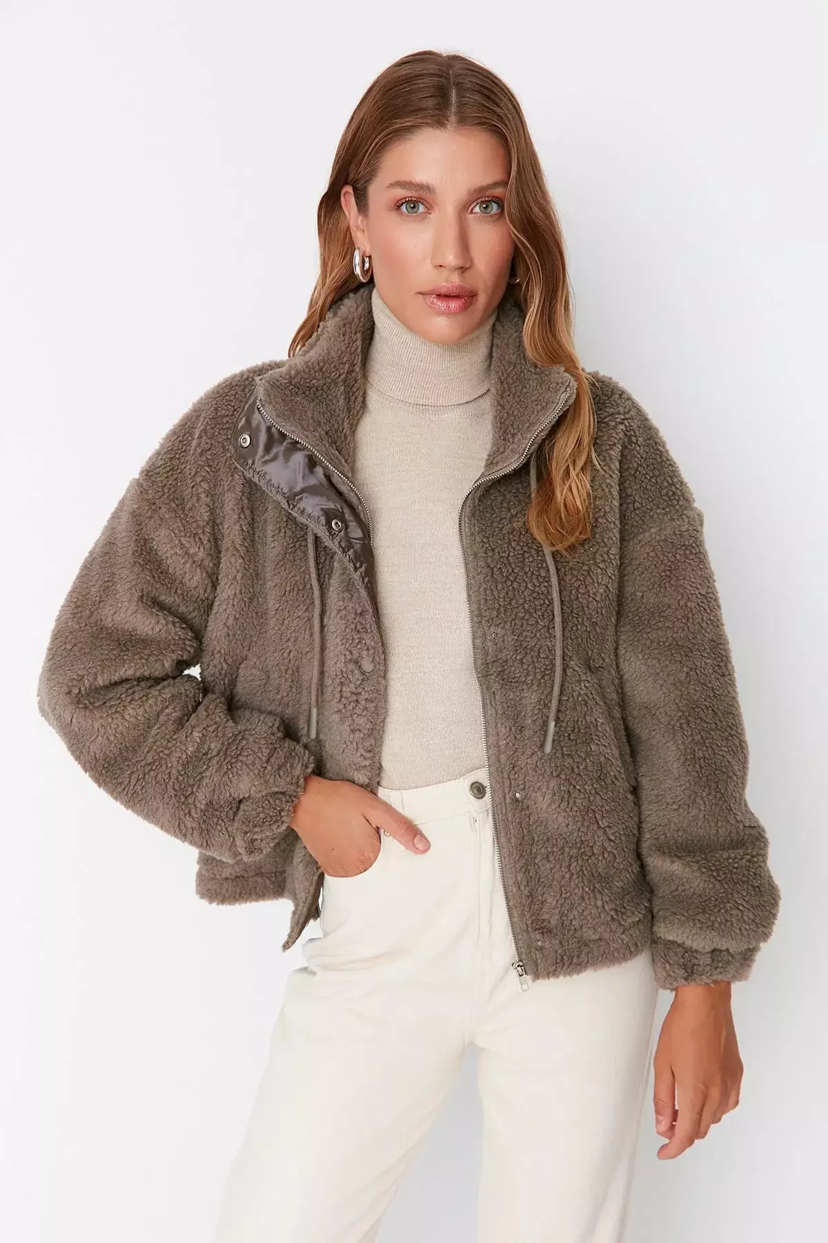 Oversize Mink Plush Jacket Zipper Coat