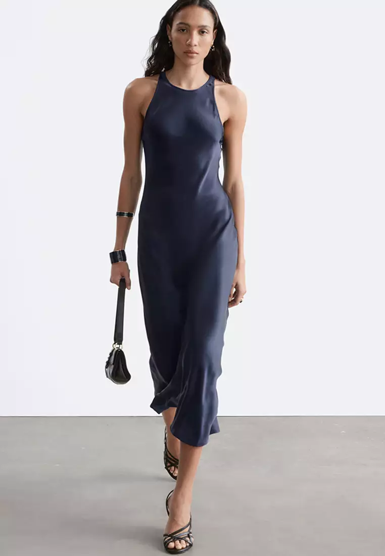 Sleeveless Satin Midi Dress