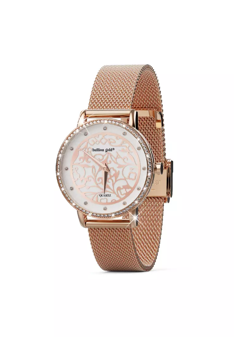 Elite Watch Embellished with Rhinestone - Rose Gold