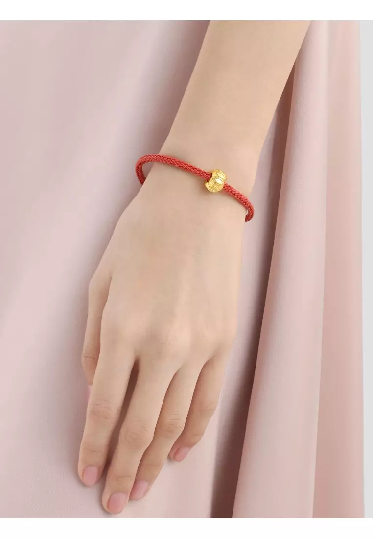 999 24K Solid Gold Cultural Blessing Wealthy Bamboo Charm 94382C (Bracelet not included)