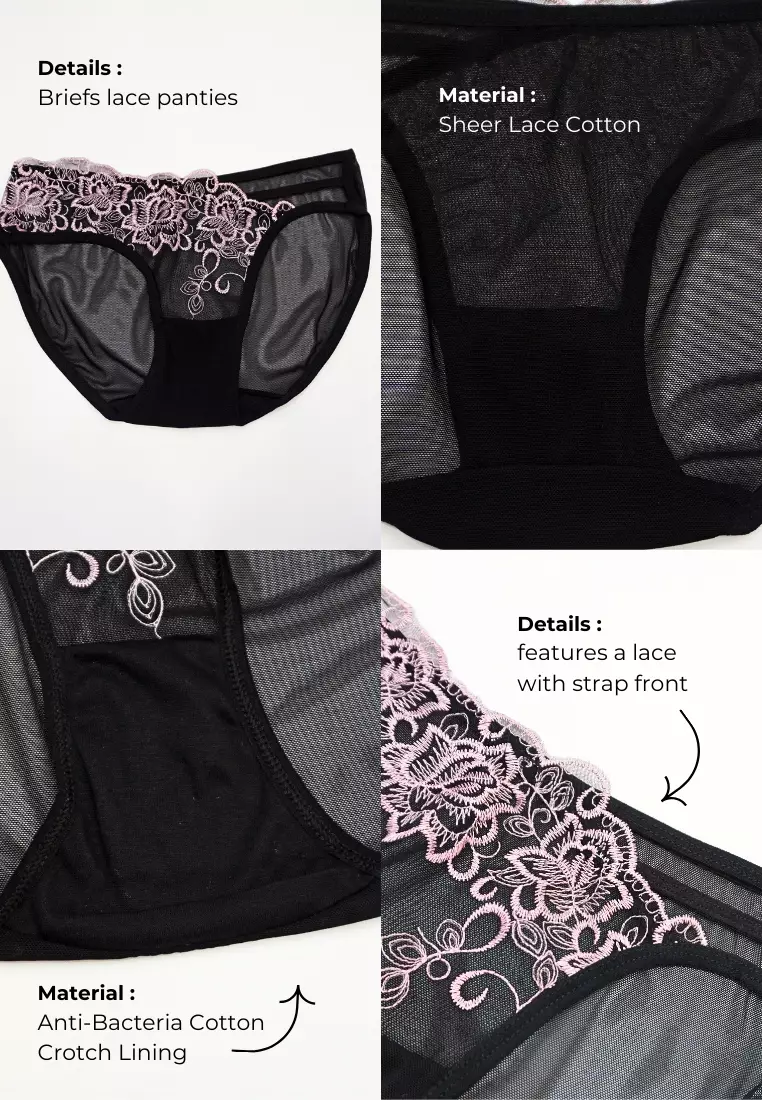 3 Pack Daphne Brief Sexy Lace Panties Bundle E
