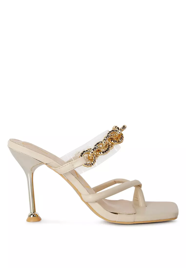 Discount on London Rag  shoes - SKU: Latte Diamante Strap Heeled Sandals