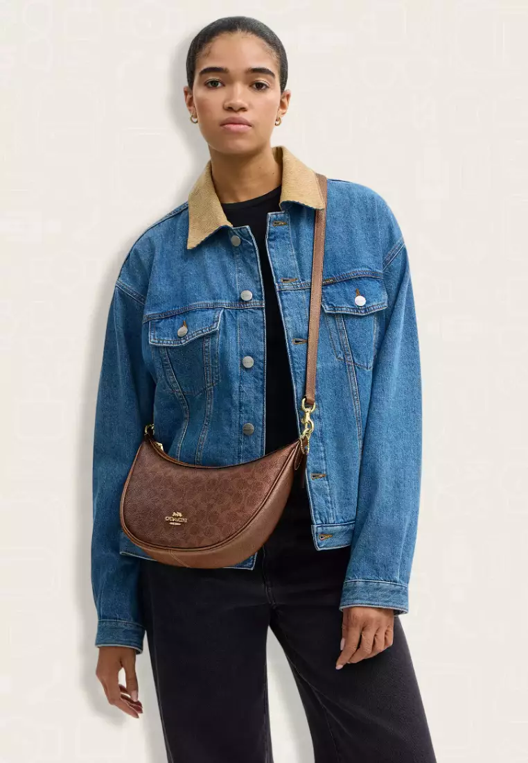 Coach Aria Shoulder Bag In Signature Canvas Brown Copper