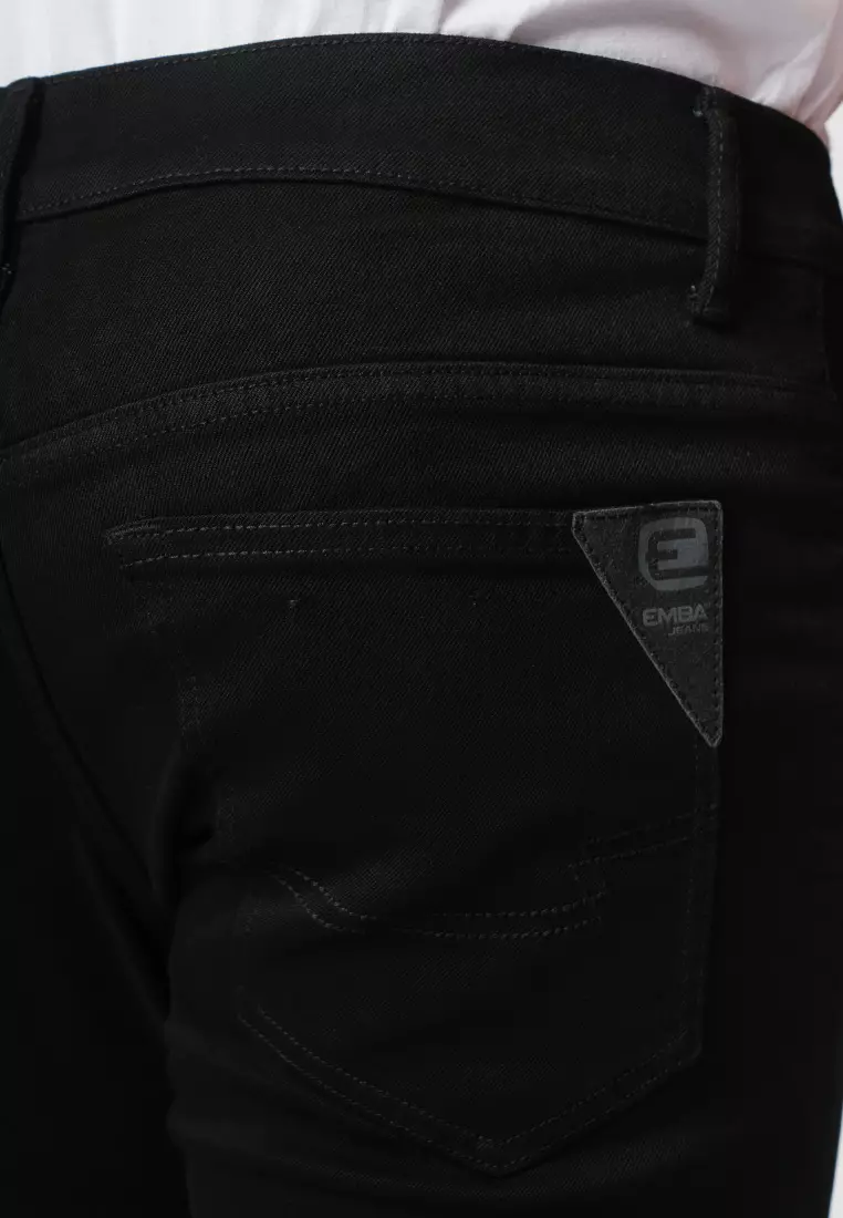 EMBA DENIM - BS07B.1 Celana Panjang Denim Pria Slimfit Stretch Jet Black (Big Size)