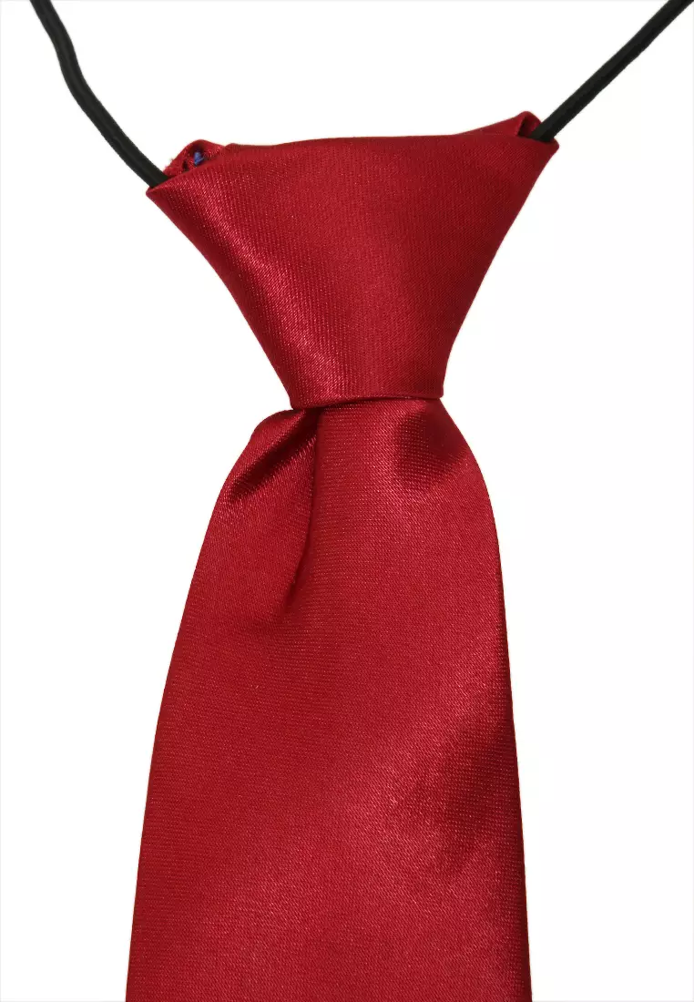 Deborah Aksesoris Fashion Dasi Instan Anak Pria Motif Polos Child Tie Material Satin ORIGINAL - Maroon
