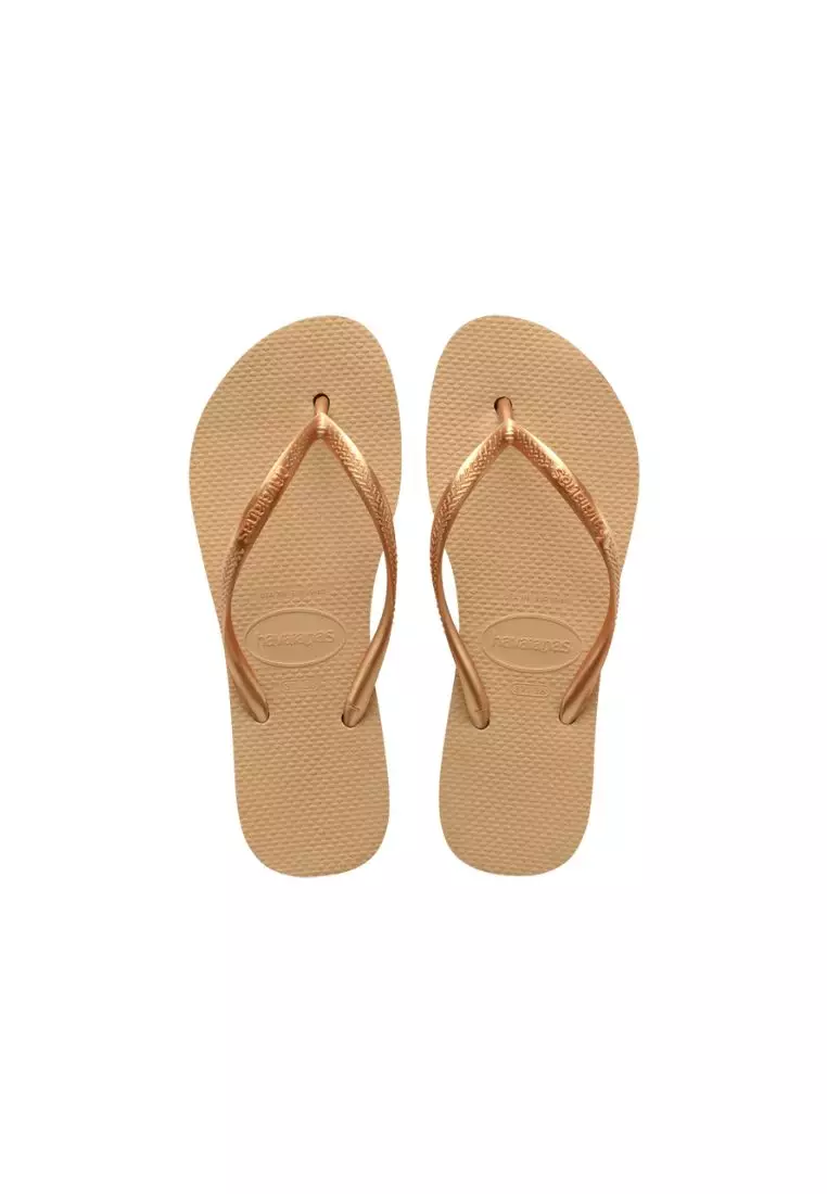 Women Slim Flatform Flip Flops - Golden