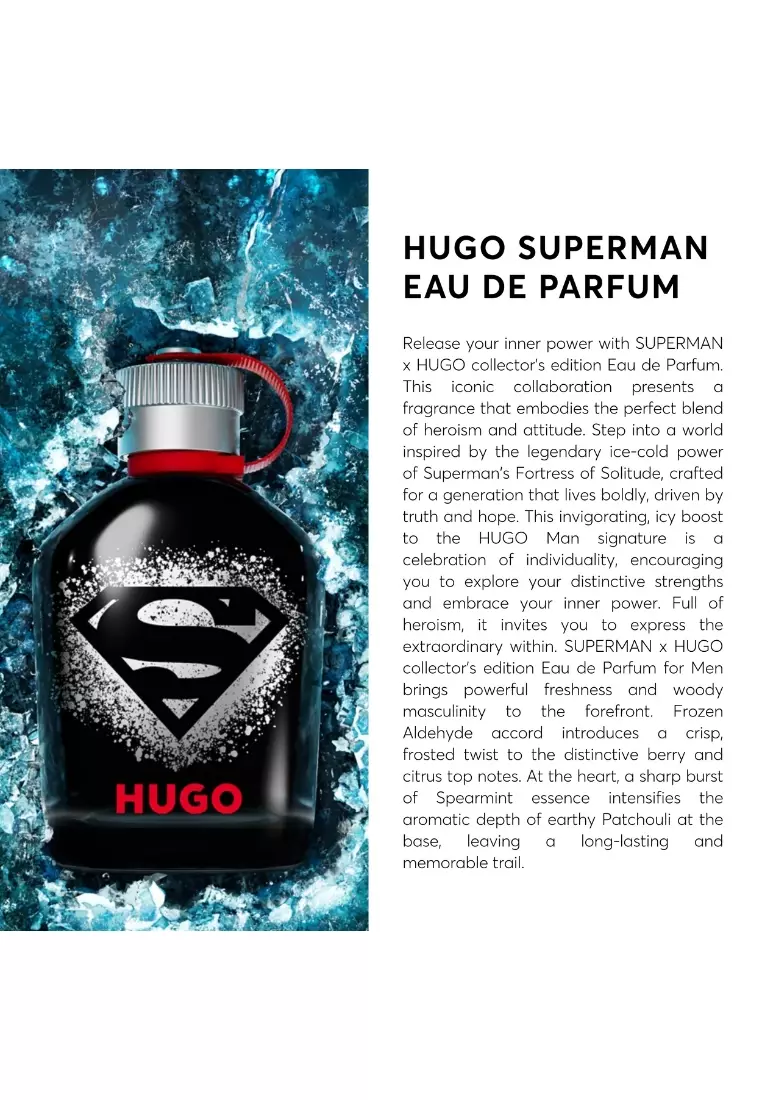 SUPERMAN x HUGO Eau de Parfum for Men 125ml Aldehyde Accord, Spearmint Oil, Patchouli Oil | EDP Perfume
