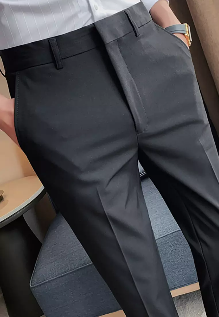 Buy hk-ehunter Men's Formal Skinny Plain Trousers 2023 Online | ZALORA  Singapore