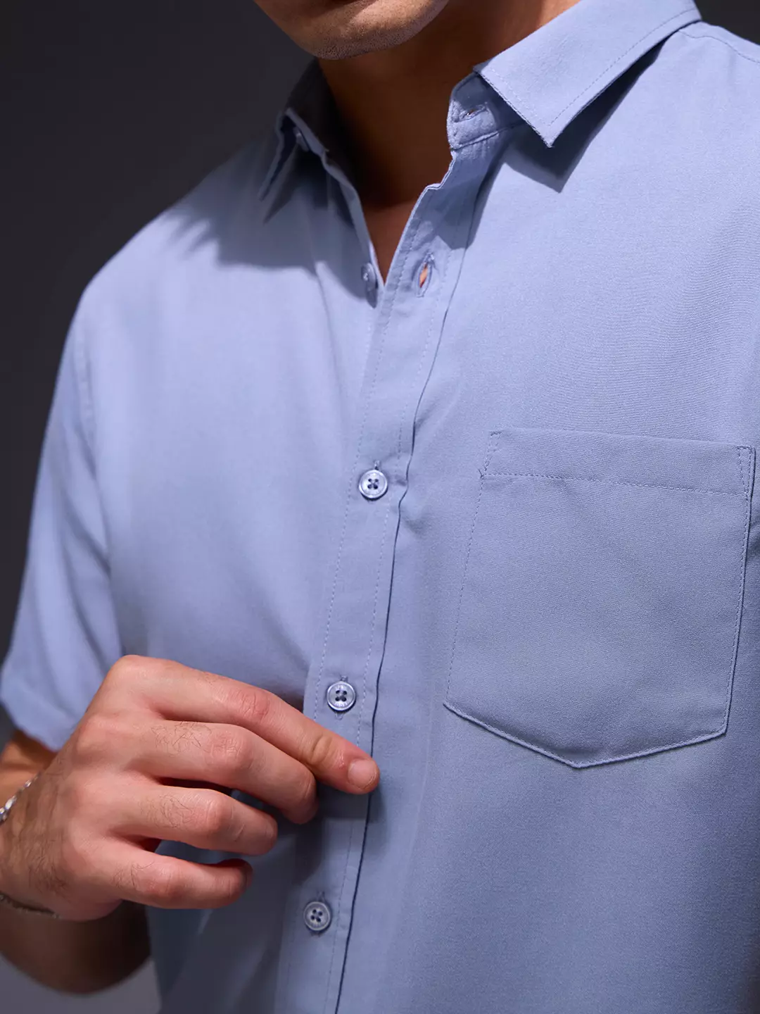 OXCON Easy Shirts Kemeja Tangan Pendek Blue Grey