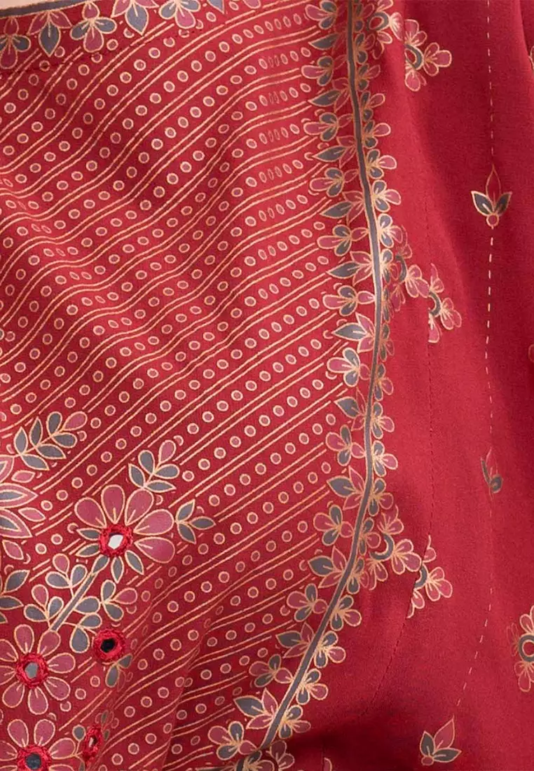 Le Reve 褶皱腰喇叭袖束腰上衣