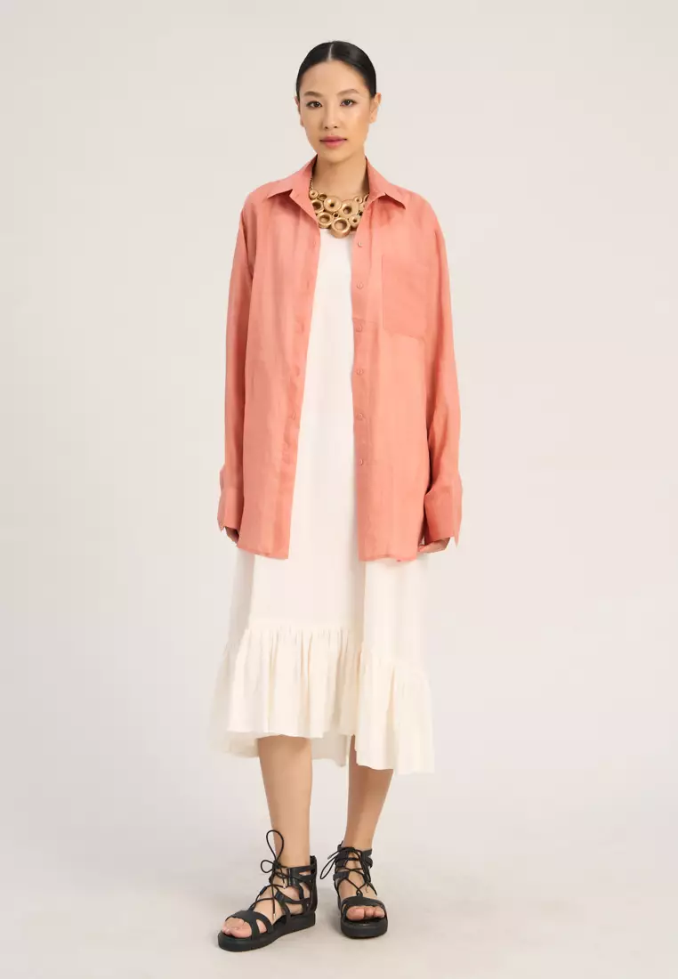 White Linen Midi Dress