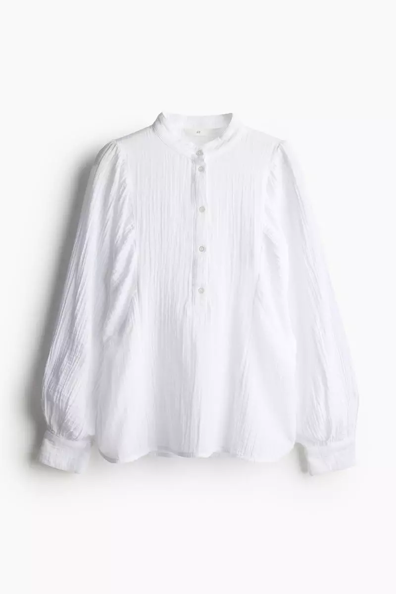 Batwing-sleeved muslin blouse