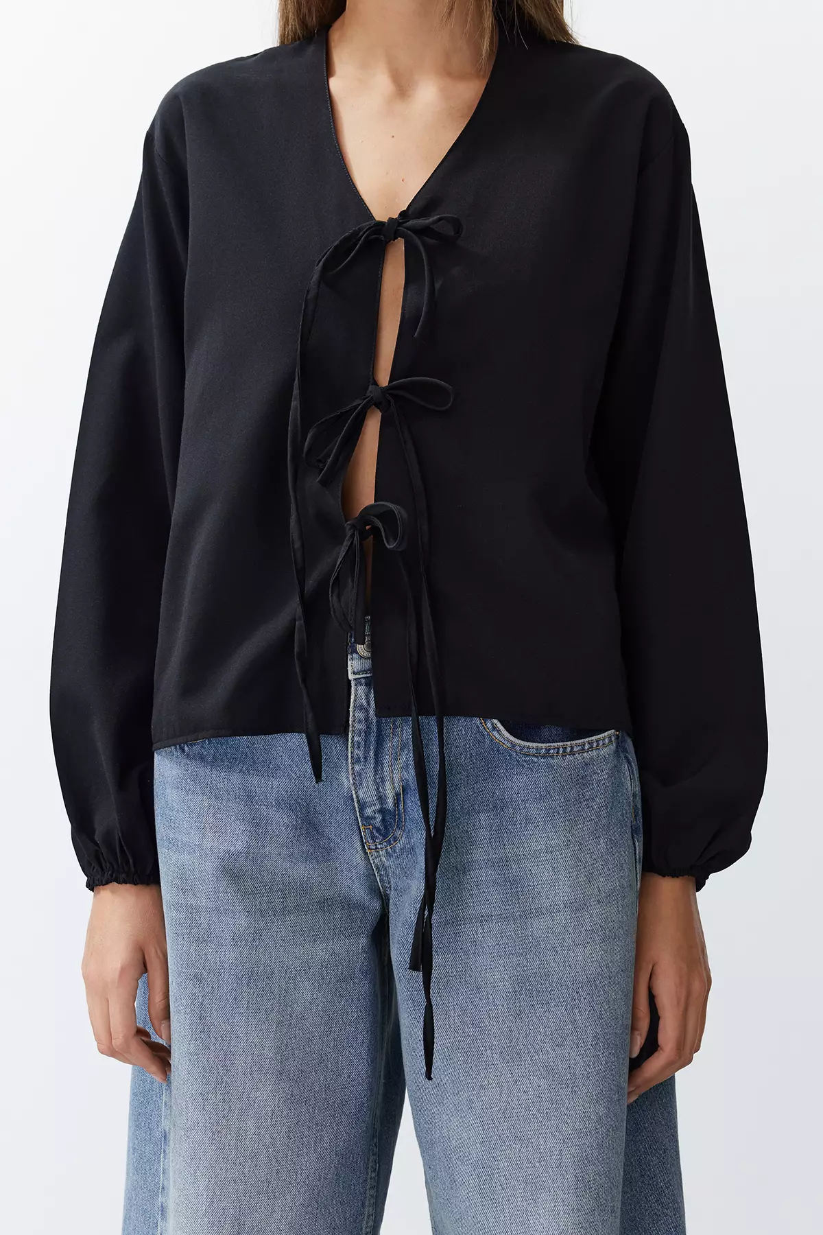 Black Front Tie Shirt