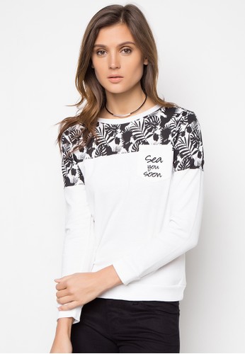Printed Pullover with Pocket (Off White)