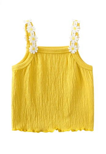 Buy Kiddies Crew Lace Floral Daisies Girls Baby Kids Ruffle Hem Spaghetti  Strap Sleeveless Blouse Tank Top (Yellow) 2023 Online | ZALORA Singapore