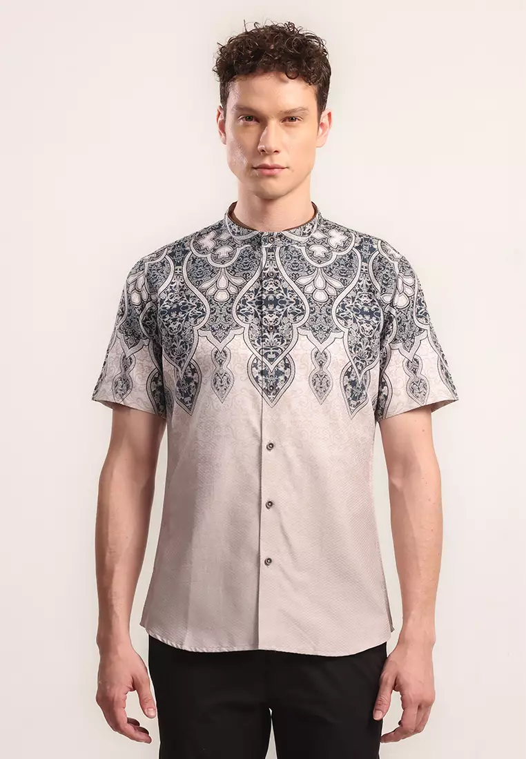MOC - Kemeja Shanghai Lengan Pendek Pria Azkha - Khaky
