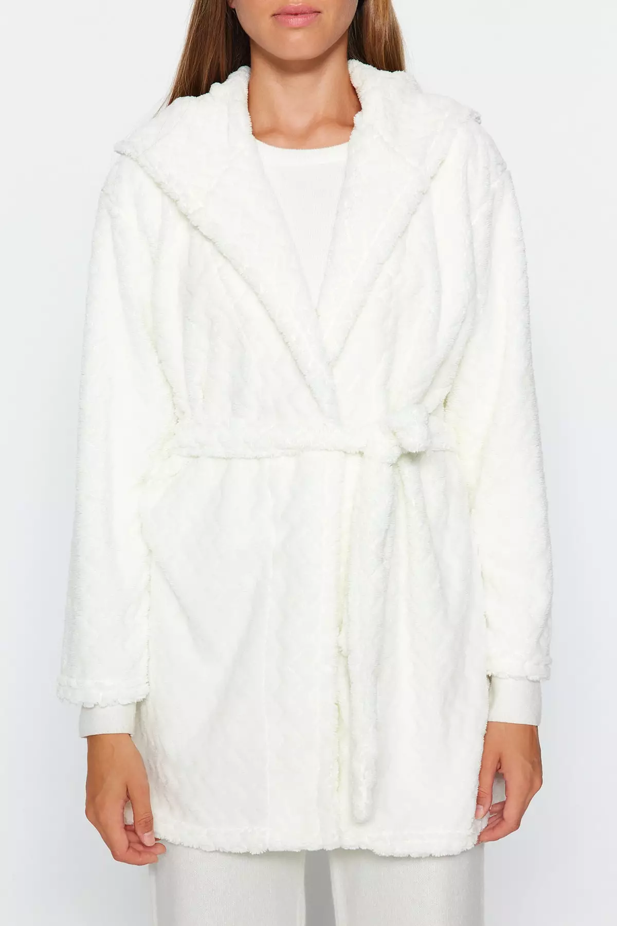 White on sale fluffy housecoat