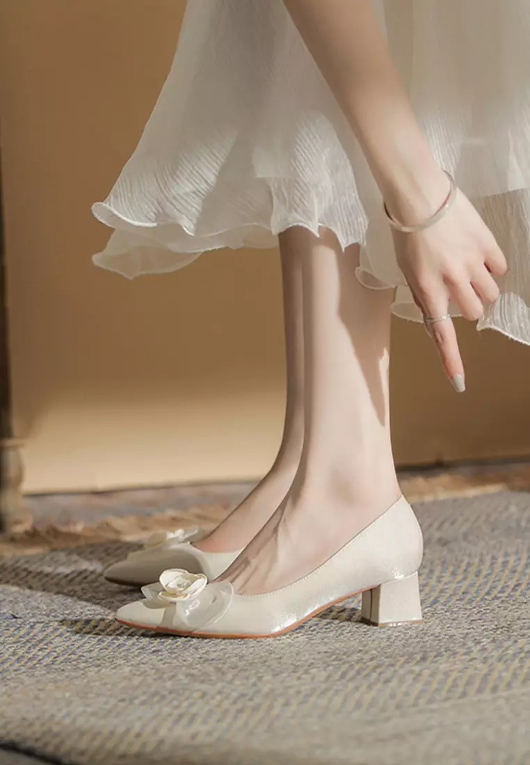 5CM Floral Satin Mid Heels IF513-5