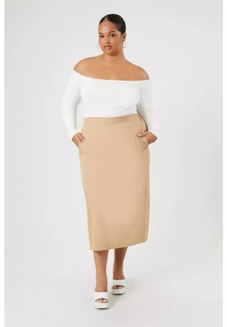 Plus size cream pencil skirt store