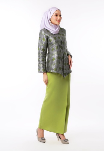 Baju Kurung Pahang Cotton Lime Green