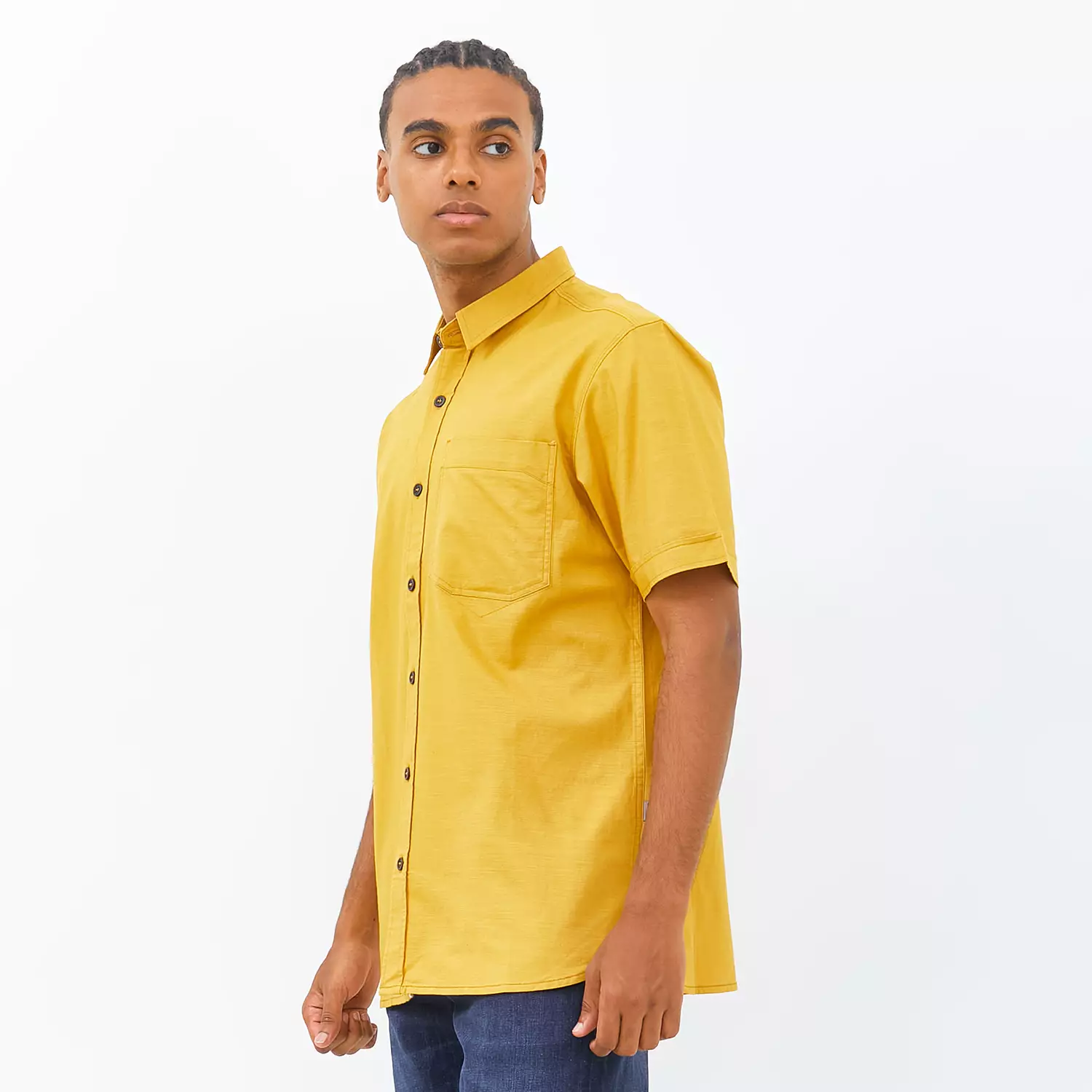 EMBA DENIM - Marco Two Kemeja Pria Casual Polos Lengan Pendek  Mustard