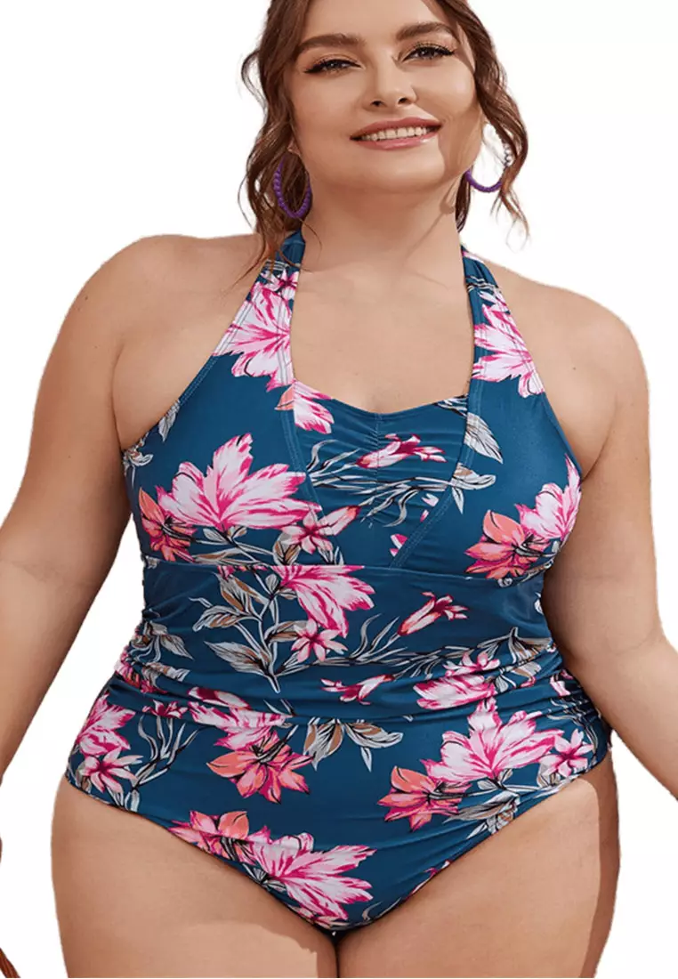 Navy blue plus size swimsuit hotsell