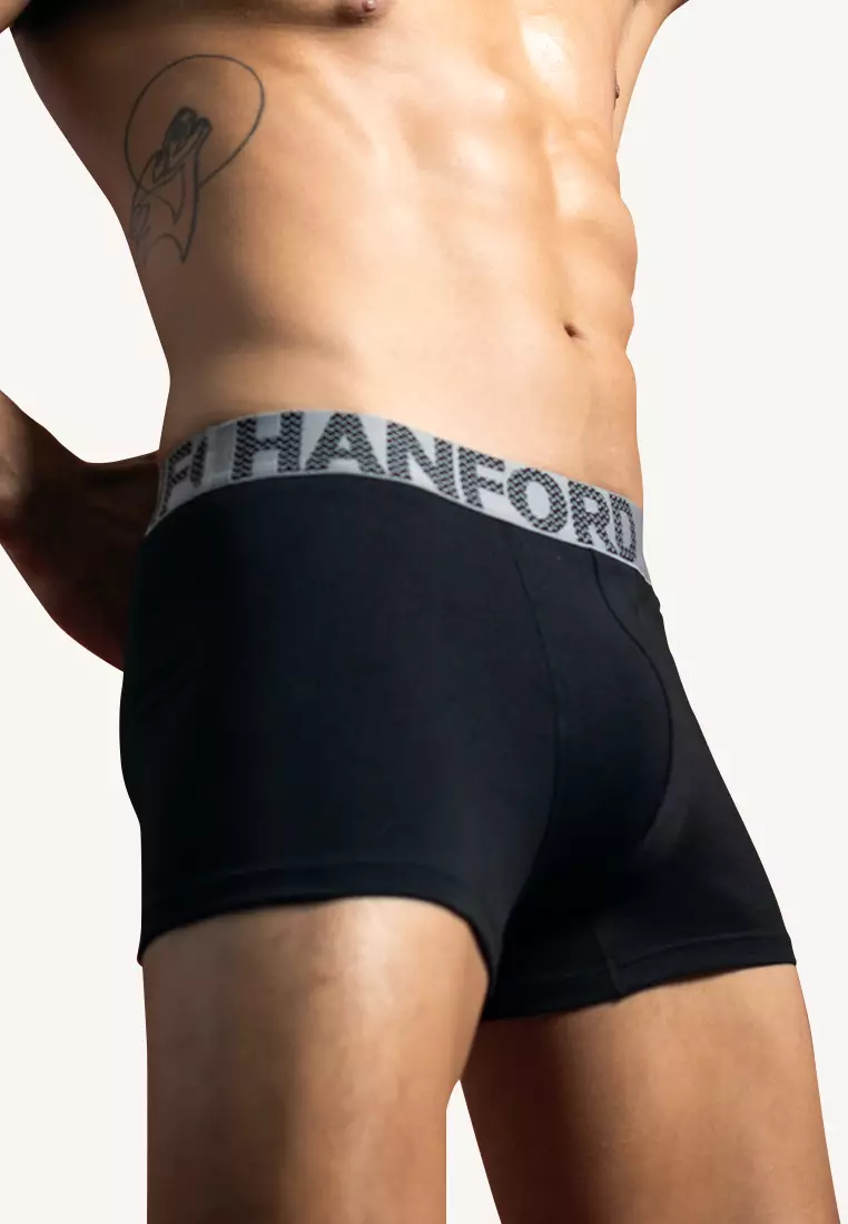 Cotton with Spandex Men's Boxer Briefs Bently - Black (Single Pack) S-4X Big Plus Size