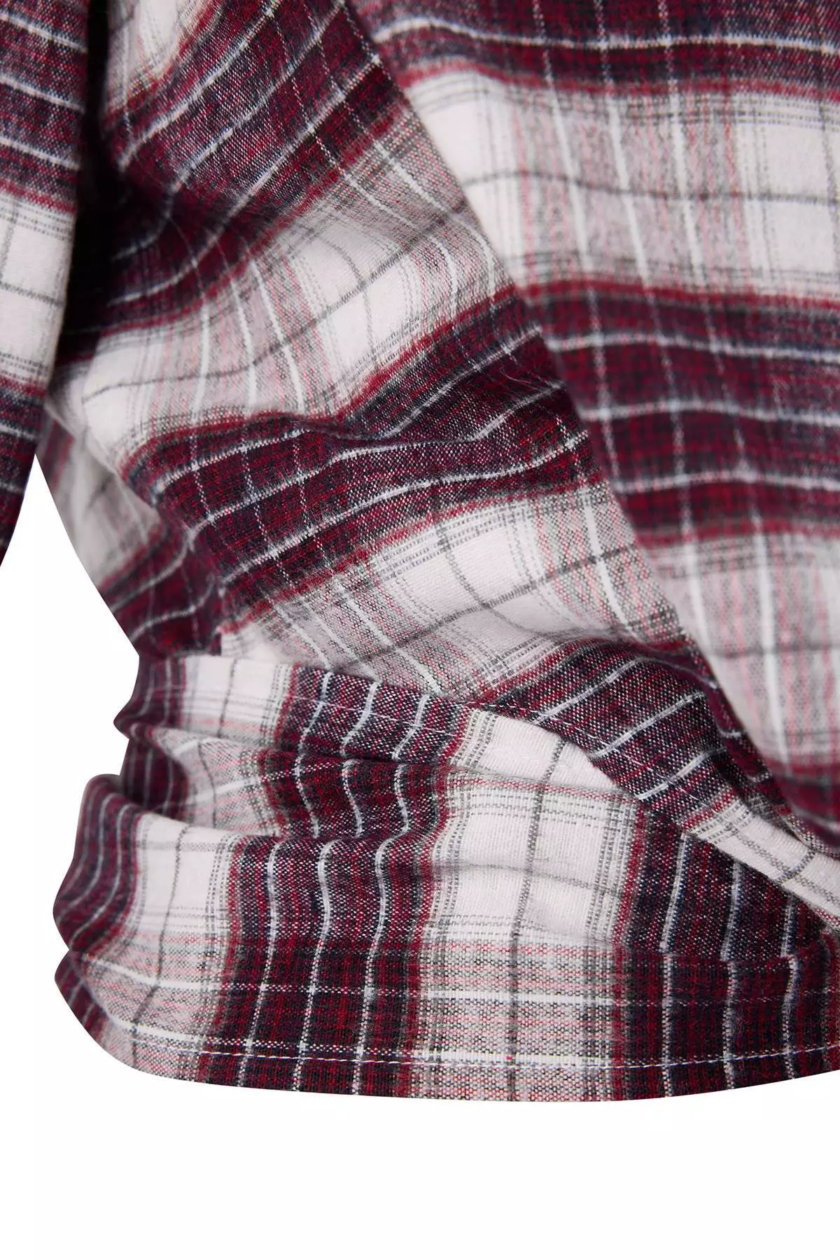 Burgundy-Multicolored Plaid Tie Back Flannel Shirt Twoaw26Go128