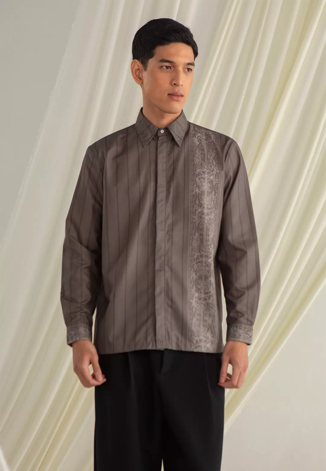 HijabChic Askara Koko Olive Ash - Baju Koko Lebaran Motif Eksklusif Kasual