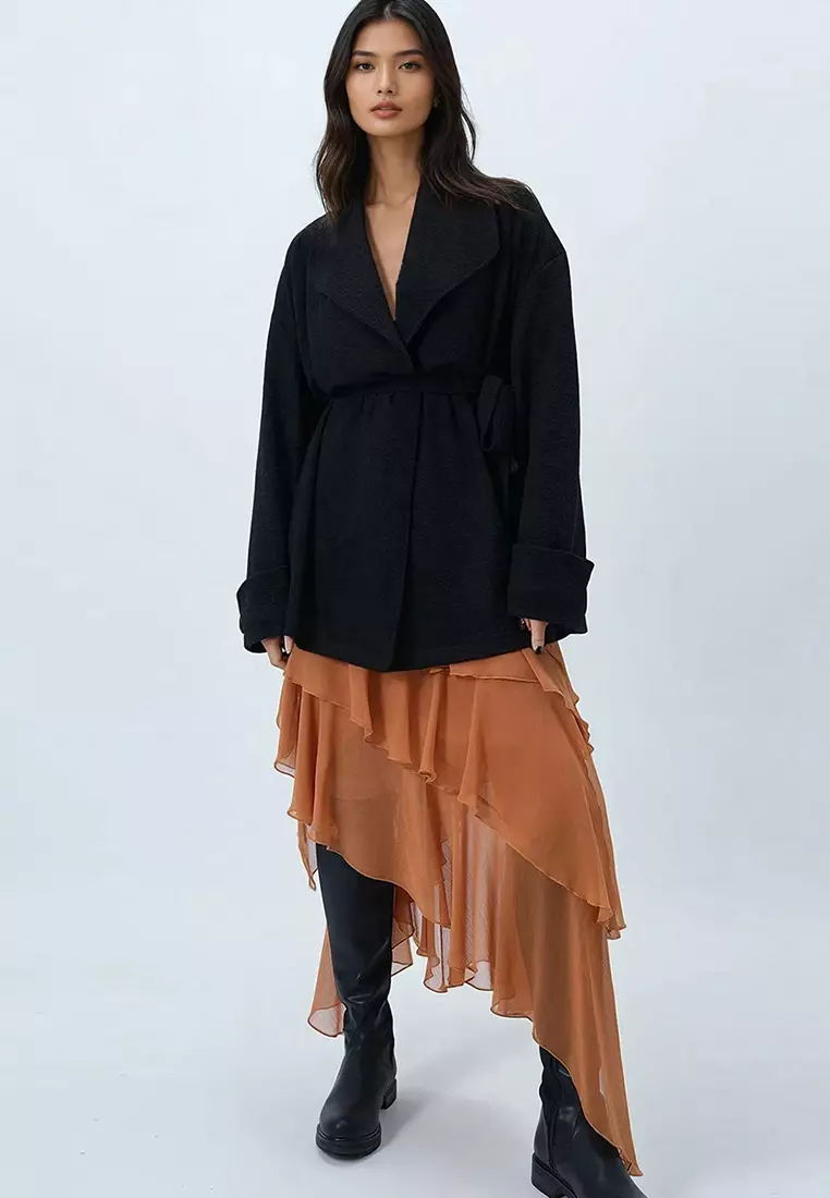 Shawl Collar Textured Jacket