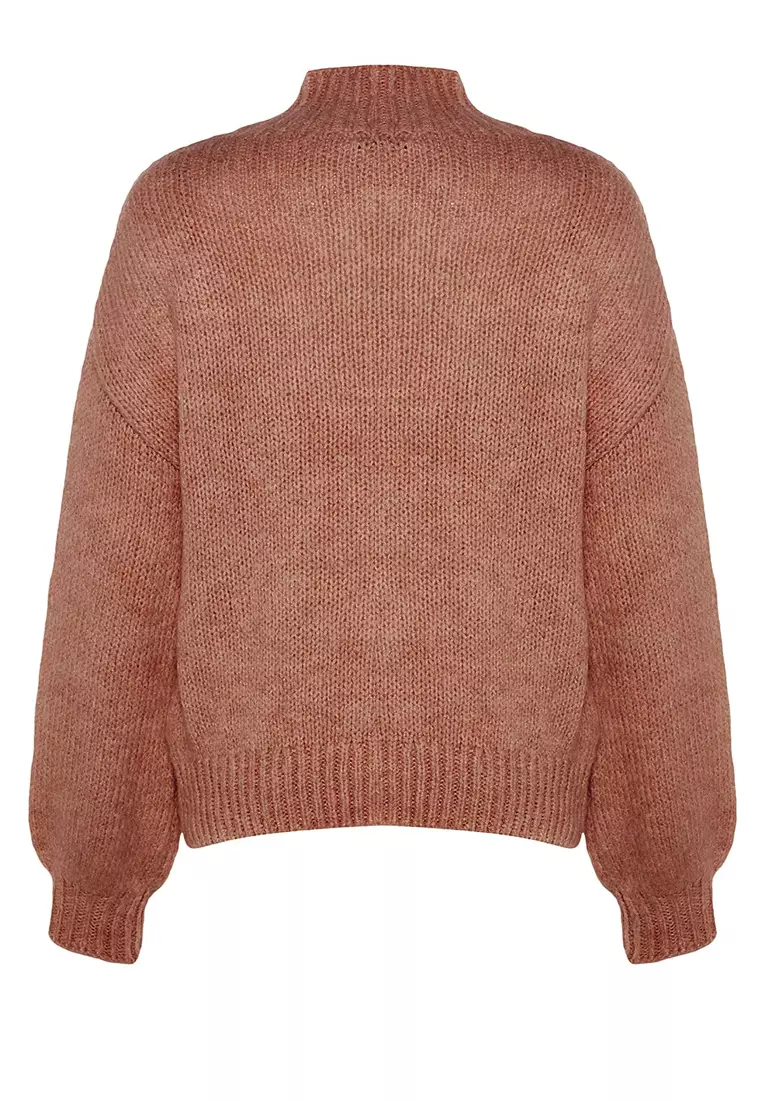 Dusty Rose Soft Texture Thick Crew Neck Knitwear Sweater TWOAW24KZ00290