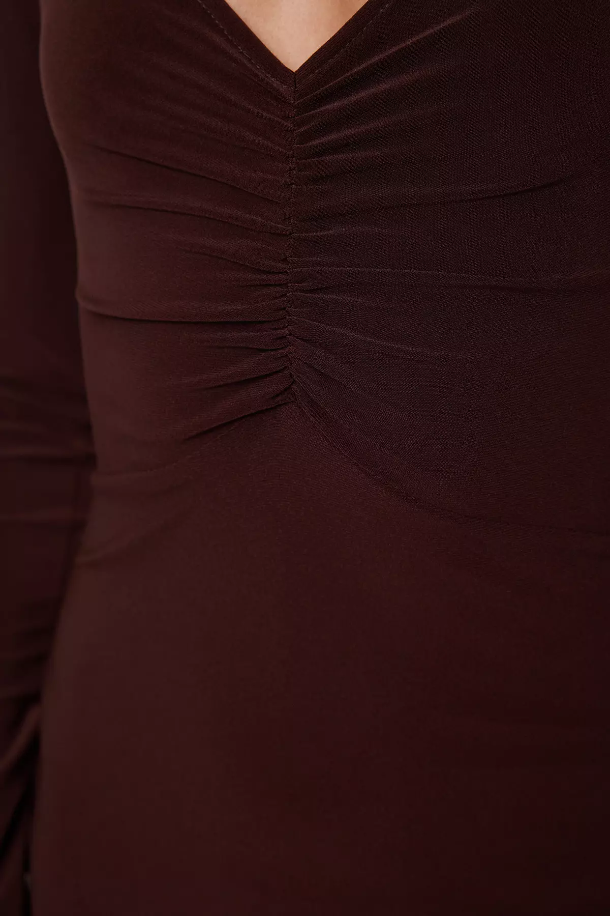 Brown Fitted Knitted Elegant Evening Prom Dress TPRAW25EL00026