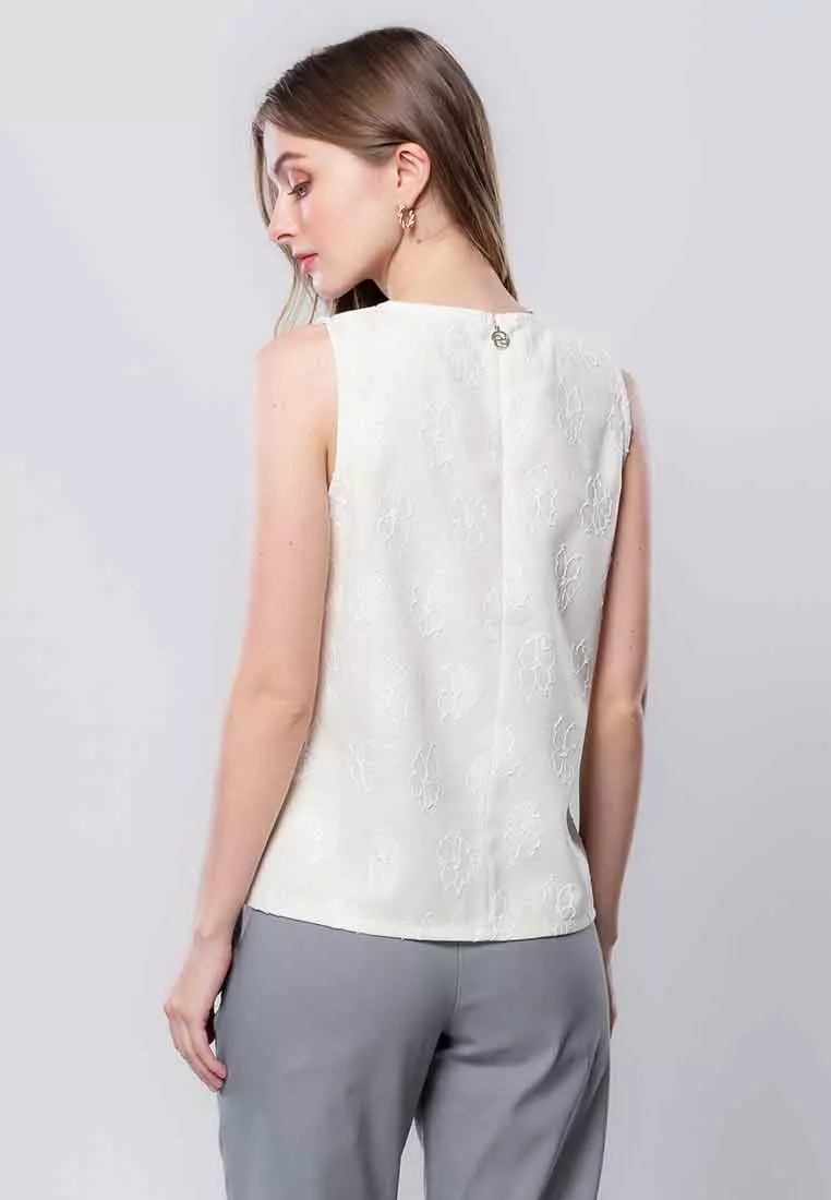 Elysia Rue Floral Embroidered Sleeveless Top