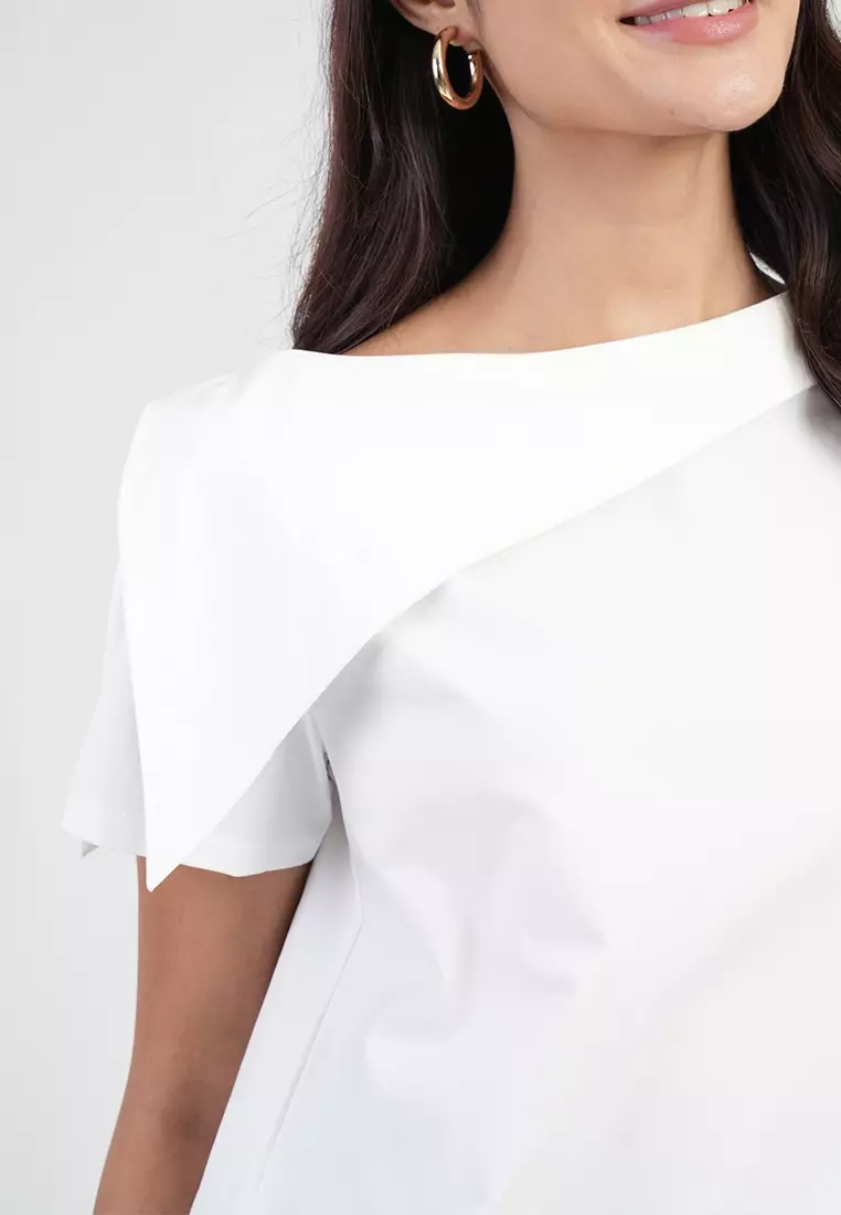 Blythe Asymmetric Cape Sleeve Top