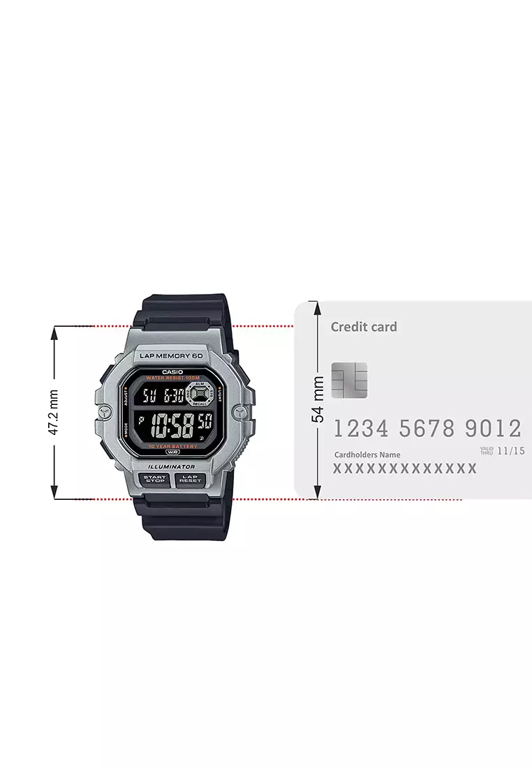 Casio - Jam Tangan Digital Pria - Black - Resin Strap - WS-1400H-1BVDF