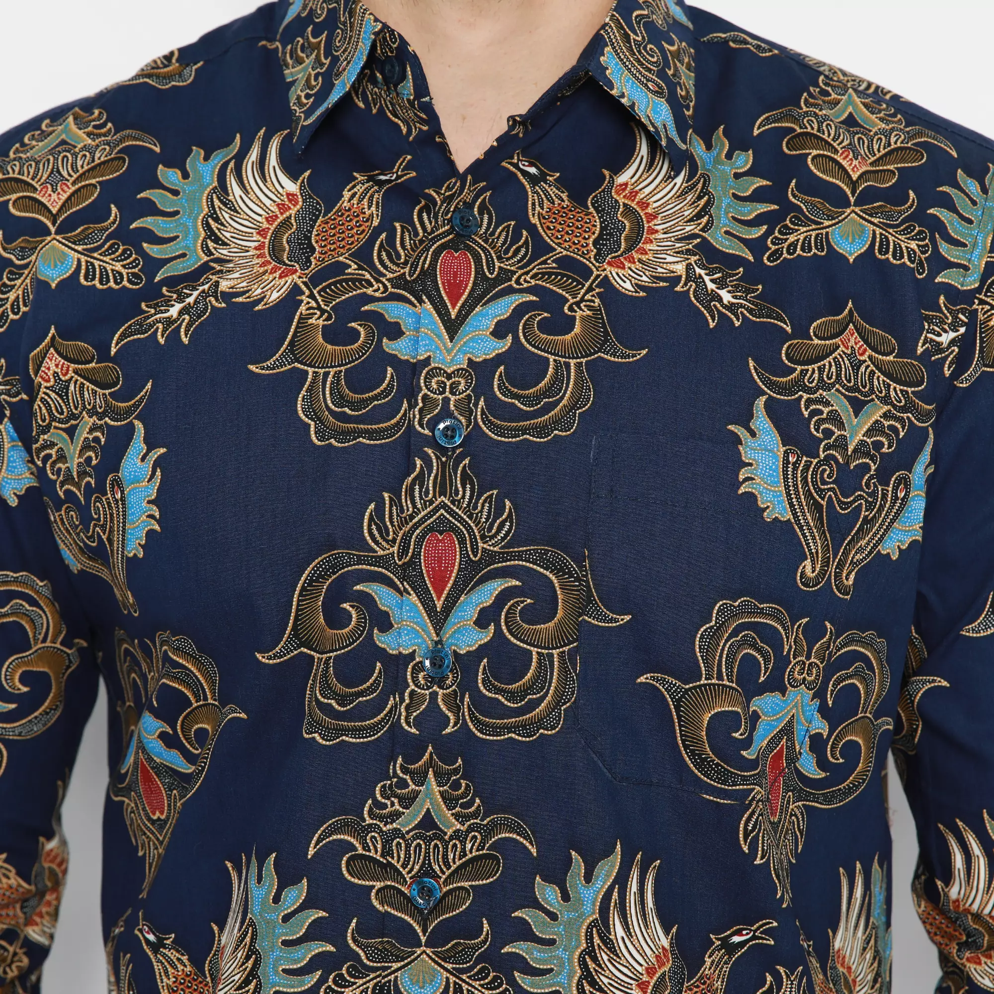Platini Kemeja Batik Pria Lengan Panjang Navy 460514