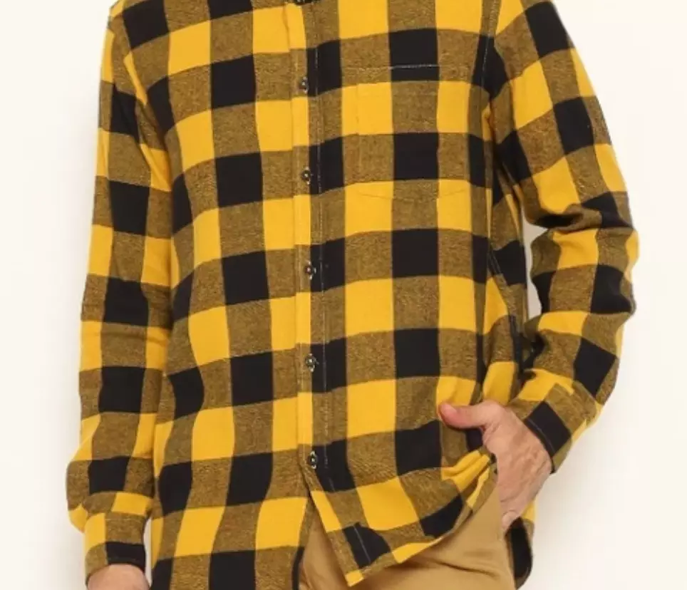 Schoeller Kemeja Flannel Pria Lengan Panjang Reguler Fit Kotak-Kotak Warna Mustard – Nyaman & Stylish