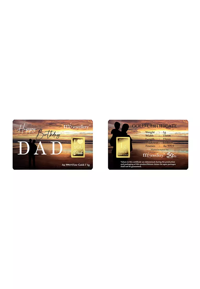 5G Gold Collection 999.9/24K Happy Birthday Dad Series Gold Bar (1g)